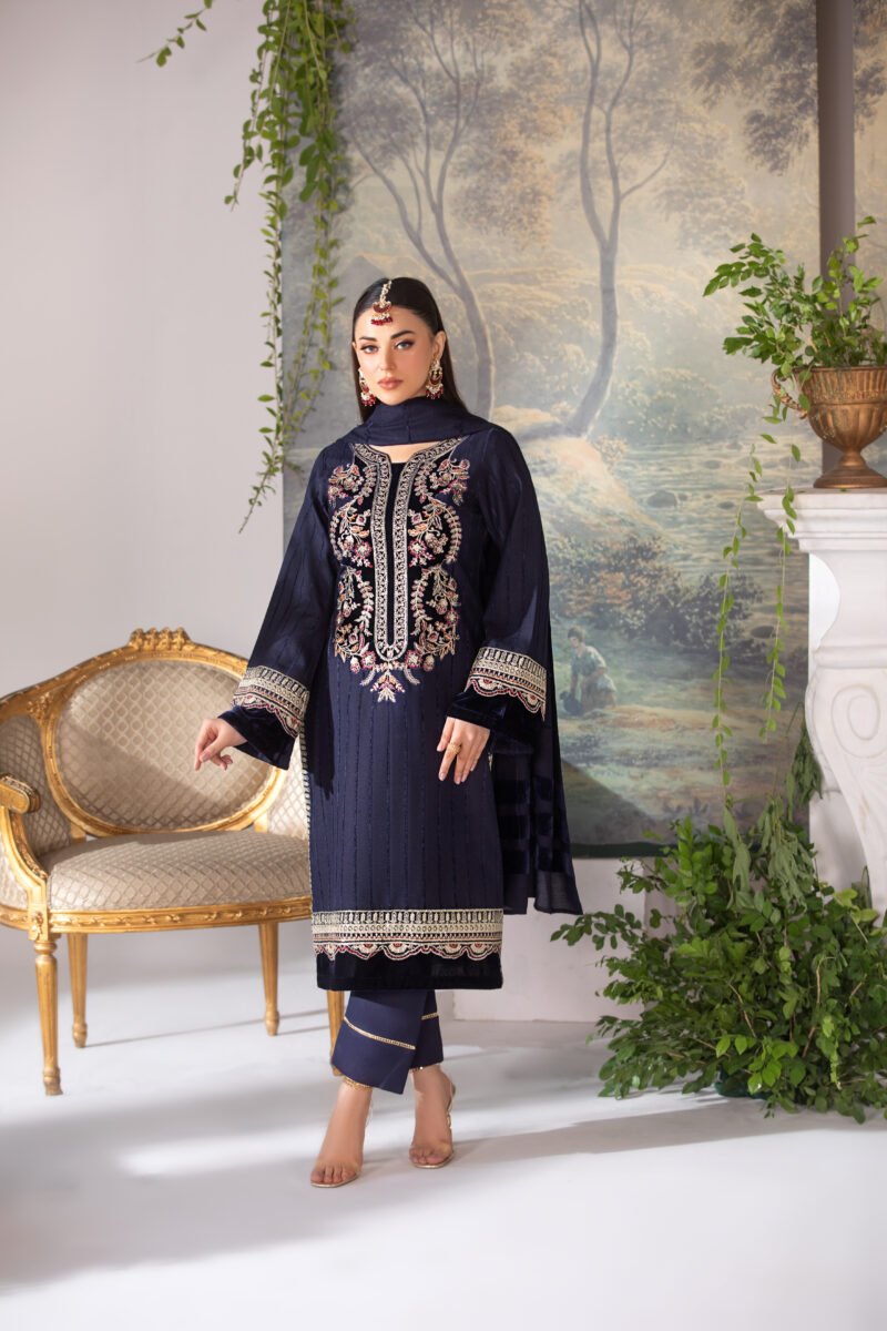 PASHMINA VELVET DELIGHT - 3 PCS EMBROIDERED